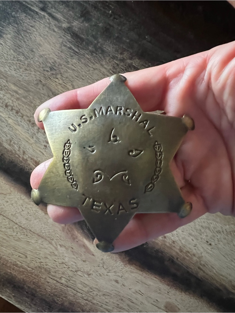 U.S. Marshal Texas Star Badge - Brass Sheriff Style Pin